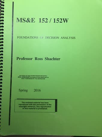 MS&E 152 Foundations of Decision Analysis Course Reader 1