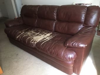 FREE Comfy Sofa / Couch 7ft, faux-leather; available today! menlo park 1
