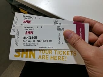 2 Hamilton tickets Orchestra July 1st 1
