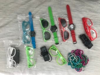 Party accesories: neon sunglasses, light up glasses, and watches 1