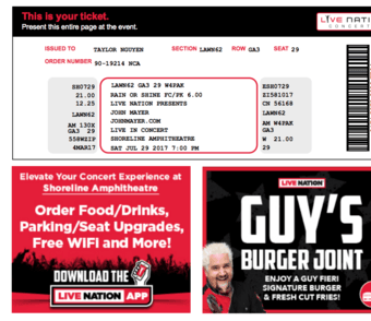 John Mayer's concert on Sat, July 29th, at 7 pm at Mountain View 1