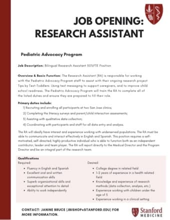 Research Assistant- Children's Advocacy and Literacy 1