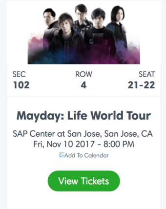 五月天San Jose演唱会门票转让 1