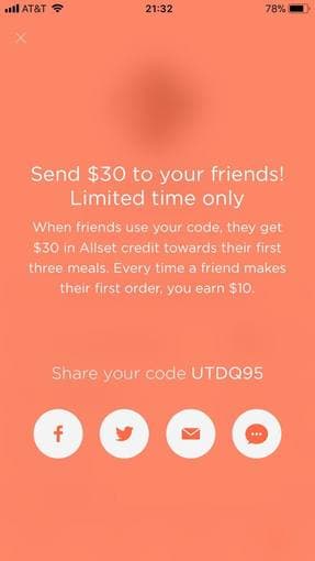 Free $30 meal credit on Allset 2