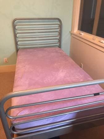silver twin Ikea bed frame (only) 1