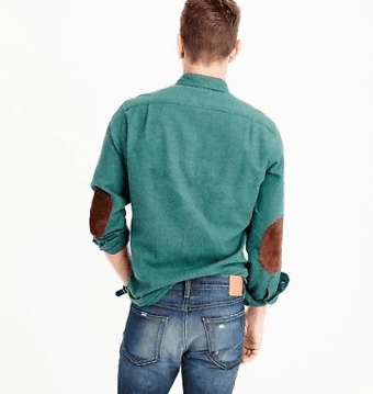 JCrew elbow patch shirt men's XL- solid green- 100%cotton 3