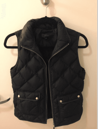 Excellent condition J CREW Womens XS Black Quilted Vest 1