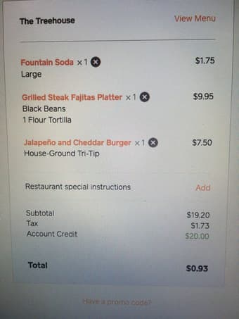 FREE $20 Ray's, Treehouse, CoHo, any food delivery 1