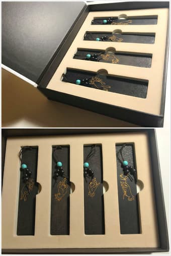 Fancy eastern style gifts: silk painting + wood bookmark 2