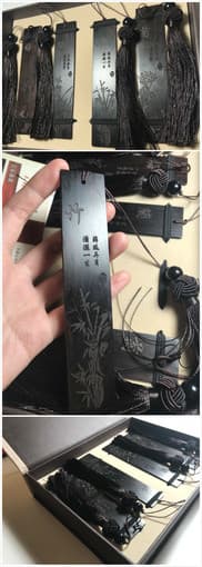 Fancy eastern style gifts: silk painting + wood bookmark 3