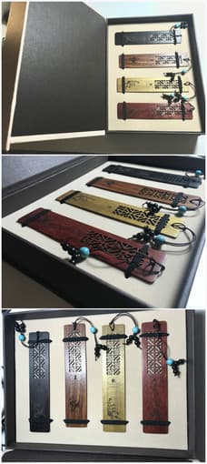Fancy eastern style gifts: silk painting + wood bookmark 4