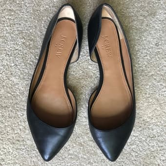 Black leather J crew flats 1