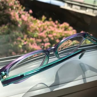 Beautiful Marchon NYC iridescent blue green glasses 1