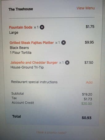 FREE $20 Ray's, Treehouse, CoHo, any food delivery 1