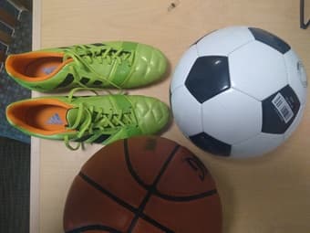 Soccer cleats (men's Adidas size 10) + ball 1