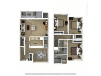 1bd in 3bd/2.5ba townhouse $1225 + utilities starting August 1st 2