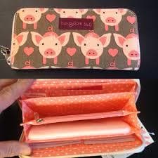 Zip Around Wallet Pigs and Hearts - New 1
