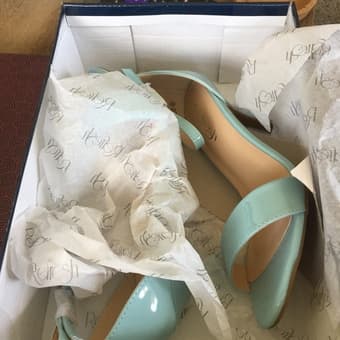 Baby Blue Womens open toe kitten heel Size 6 3