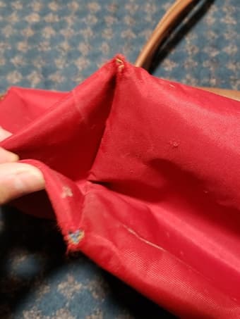 used longchamp, red large le pliage 3
