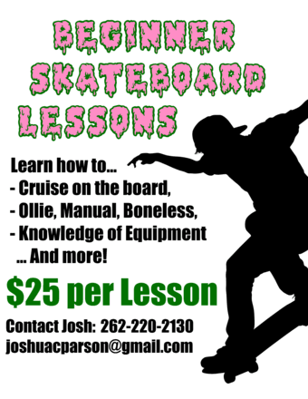 Beginner Skateboard Lessons - $25 per Lesson 1