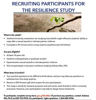 Resilience Study: 45-minute online survey for $20 Amazon gift card 1