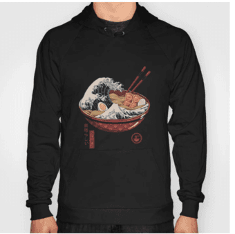 New men's hoodie, Med, cool Ramen Wave Print, Society6 1