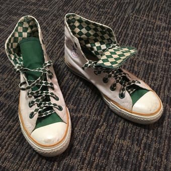 argyle green & white converse all star sneakers 1