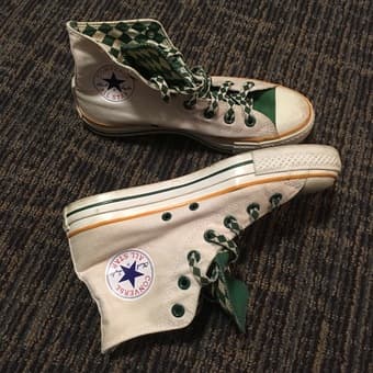 argyle green & white converse all star sneakers 3