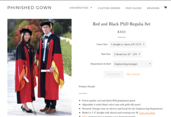 Stanford Engineering PhD Regalia Set (Gown + Tam) Size L Male 1