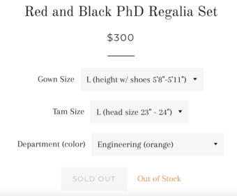 Stanford Engineering PhD Regalia Set (Gown + Tam) Size L Male 3
