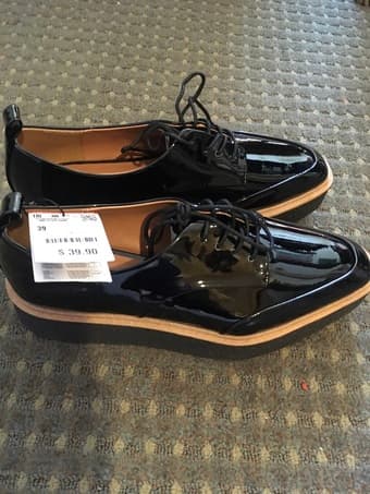 Zara Black Oxford Shoes, Women's 8 2