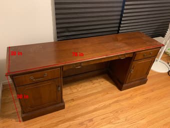 Large Wooden Desk (76*20*30 inch) Offered for FREE! MUST GO ASAP! 1