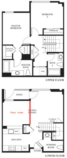 Converted living room in 2BR/2.5BA Available - Missi 1