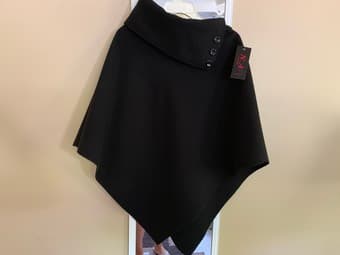 New Black Poncho Made in Italy 1