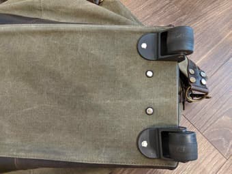 S-ZONE Canvas crazy horse leather trim carry on duffel bag with wheels 2