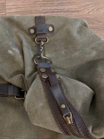 S-ZONE Canvas crazy horse leather trim carry on duffel bag with wheels 4