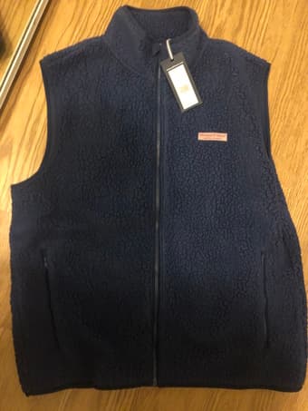 Brand New Men's Large Vineyard Vines Fleece Vest - Navy Blue 1