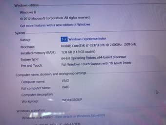 Sony vaio i7 15.5" touchscreen 2