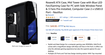 Rosewill ATX Case, Mid Tower Case with Blue LED Fan/Gaming Case for PC 1