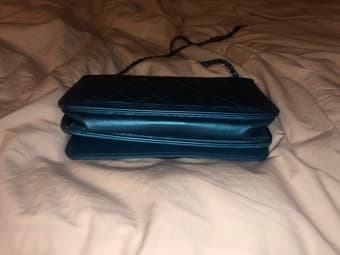 CHANEL Metallic Caviar Quilted Boy Wallet On Chain 2