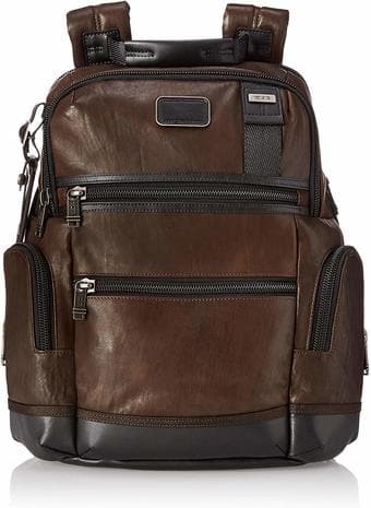 TUMI Alpha Bravo Knox leather backpack, Dark brown - Unused, Like new 1