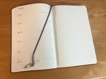 Moleskine weekly planner July 2019-Dec 2020; slim black hardcover 1