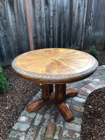 Free wooden circular dining table + desk chair 1