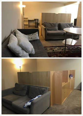 Spacious living room with large closet and furniture in RWC Downtown 4