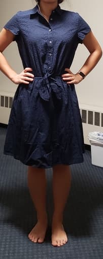 J.Crew women's dress, navy eyelet bow 1