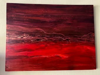 Large Red Abstract Canvas Painting 1