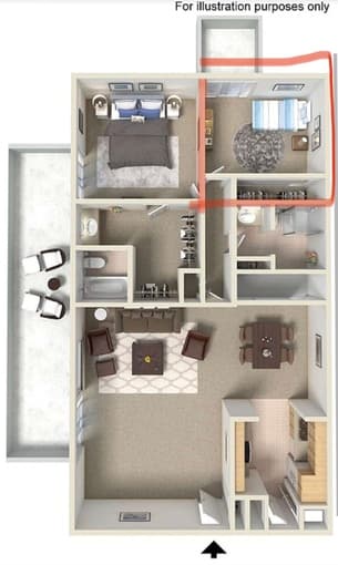 Bedroom in Oak Creek 2B2B Apartment 1