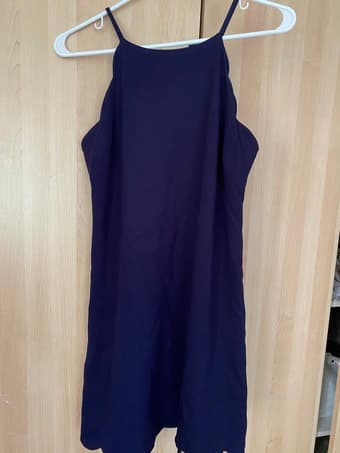 Aqua Navy Dress with Petal Hemline 1