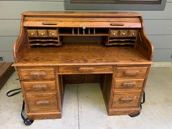Beautiful antique hardwood roll top desk 1