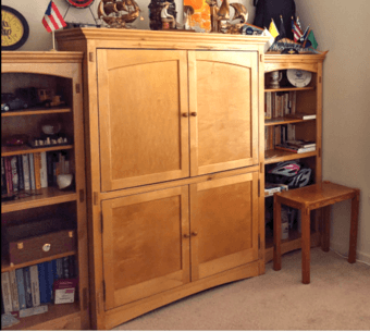 Wood TV and entertainment unit with shelves/bookcases 1